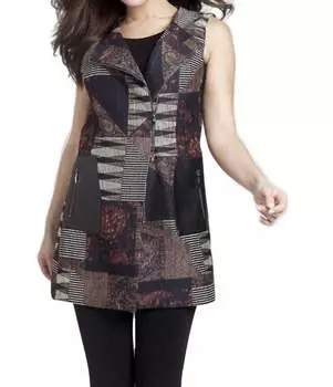 Длинный жилет из шенилла с гобеленом черного/многоцветного цвета ANGEL