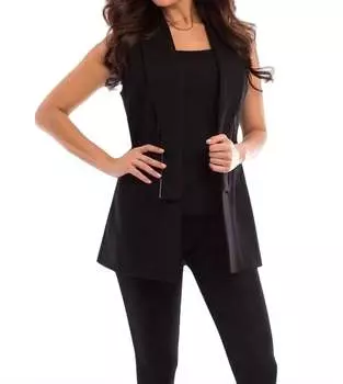 Длинный жилет на молнии черного/серебристого цвета ANGEL