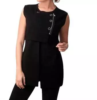 Длинный жилет с боковой застежкой-молнией черного цвета ANGEL