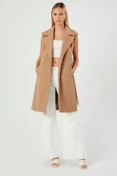 Длинный жилет с завязками спереди Forever 21, коричневый