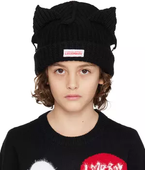 Для детей Шапка-бини с массивными ушками, черная Charles Jeffrey Loverboy