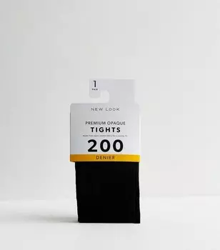 Для девочек 1 пара черных колготок премиум-класса плотностью 200 ден New Look, черный