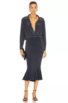 Для FWRD Рубашка-бойфренд Платье «рыбий хвост» Norma Kamali, цвет Pewter