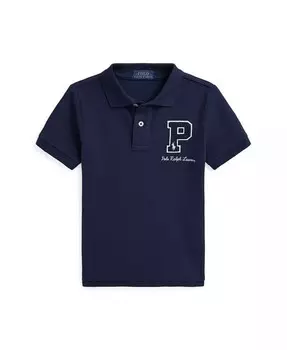 Для малышей и маленьких мальчиков Рубашка-поло Letterman из хлопковой сетки Polo Ralph Lauren, синий