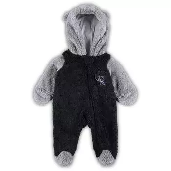 Для новорожденных и младенцев черный/серый цвет Colorado Rockies Game Nap Teddy Fleece Bunting с молнией во всю длину Outerstuff