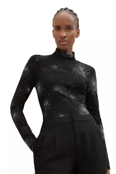 Для женщин/девочек, для взрослых, черный блестящий принт Tom Tailor Denim, черный