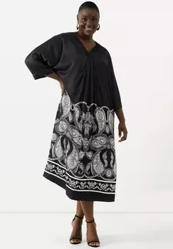 Дневное платье 3/4 SLEEVE PAISLEY Ulla Popken, черный
