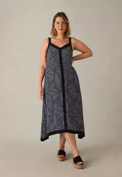 Дневное платье ABSTRACT SPOT HANKY HEM MIDI Live Unlimited London, синий