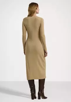 Дневное платье BUCKLE-TRIM COTTON-BLEND KNIT MIDI DRESS Lauren Ralph Lauren, цвет Tan