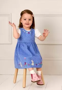 Дневное платье BUNNY APPLIQUE REGULAR FIT JoJo Maman Bb, синий