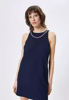 Дневное платье CHAIN HALTER NECK DRESS Koton, темно-синий