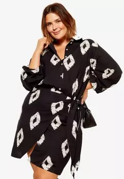 Дневное платье COTTON LINEN MIX Curves Like These, черный