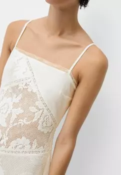 Дневное платье CROCHET Bershka, белый