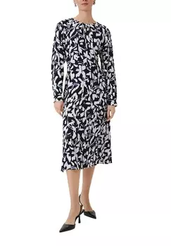 Дневное платье FLIESSENDES MIT ALL-OVER-PRINT comma, черный