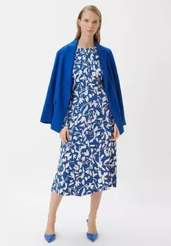 Дневное платье FLIESSENDES MIT ALL-OVER-PRINT comma, темно-синий