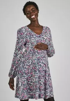 Дневное платье FLORAL BUTTONED THROUGH REGULAR FIT JoJo Maman Bb, синий