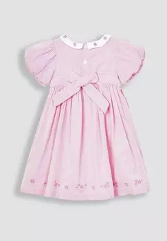 Дневное платье Floral Embroidered Collar Smocked -Regular Fit JoJo Maman Bb, розовое