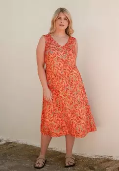 Дневное платье FLORAL SLEEVELESS Live Unlimited London, оранжевый