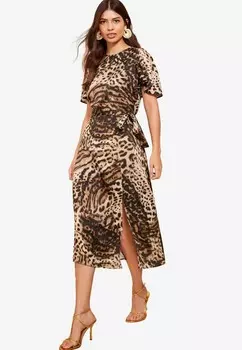 Дневное платье FLUTTER SLEEVE PRINTED MIDI SUMMER REGULAR FIT Friends Like These, коричневый