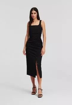 Дневное платье GATHERED DRESS KARL LAGERFELD, черный