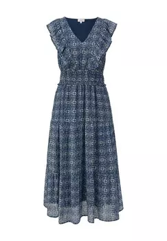 Дневное платье GEMUSTERTES MIT RUSCHENDETAILS s.Oliver, темно-синий