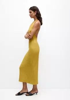 Дневное платье HALTER PULL&BEAR, горчично-желтый
