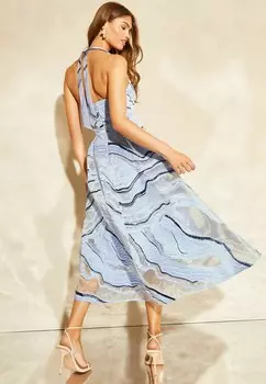 Дневное платье HALTER V NECK MIDI REGULAR FIT Lipsy, синий