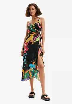 Дневное платье JUNGLE DESIGN WRAP MIDI Desigual, цвет black