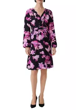 Дневное платье KURZES MIT ALLOVERMUSTER comma, розовый