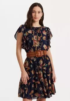 Дневное платье Lauren Ralph Lauren BELLCEE SHORT SLEEVE DAY DRESS, цвет navy/tan/multi