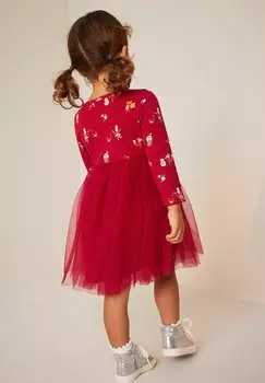 Дневное платье LONG SLEEVE PRINTED TUTU Next, цвет red christmas