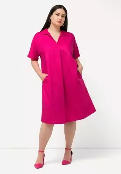 Дневное платье MIDI-DRESS SHORTSLEEVE WITH COLLAR Ulla Popken, розовый
