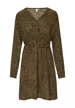 Дневное платье MIT ALL-OVER-PRINT QS, темно-зеленый