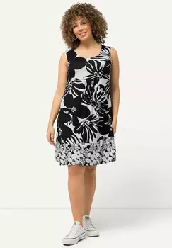Дневное платье MIXED FLOWER PRINT SLEEVELESS SWING Ulla Popken, черный