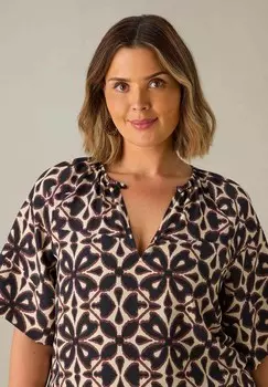 Дневное платье MONO GEO RAGLAN SLEEVE MIDI Live Unlimited London, черный