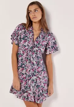 Дневное платье PAINTERLY FLORAL Apricot, темно-синий