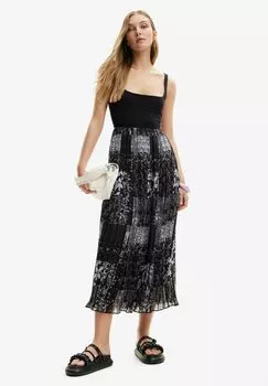 Дневное платье PLEATED COMBINATION MIDI Desigual, черный