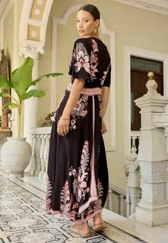 Дневное платье PRINTED V NECK HANKY REGULAR FIT Love & Roses, черный