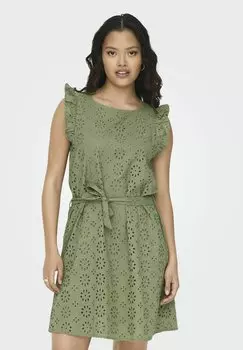 Дневное платье REGULAR CUT ROUND NECK VOLUMINOUS ARM JDY, цвет oil green