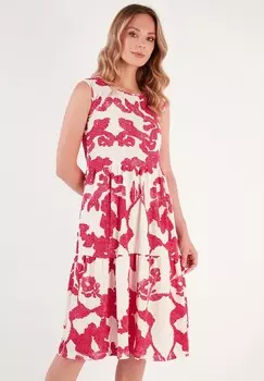 Дневное платье Regular Fit LELA, экрю, фуксия