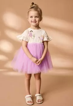 Дневное платье Regular Fit Next, ярко-розово-белое