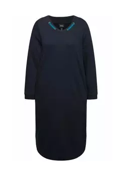 Дневное платье RIBBON COLLAR LONG SLEEVE Ulla Popken, темно-синий