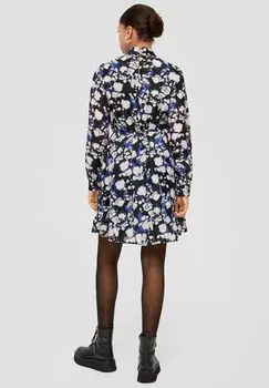 Дневное платье SEMITRANSPARENTES MIT RAFFUNG QS, черный