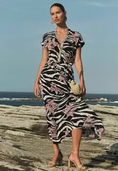 Дневное платье SEQUIN HANKY HEM SHORT SLEEVE MIDI REGULAR FIT Love & Roses, черный