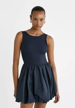 Дневное платье SHORT CONTRAST BALLOON Stradivarius, цвет dark blue