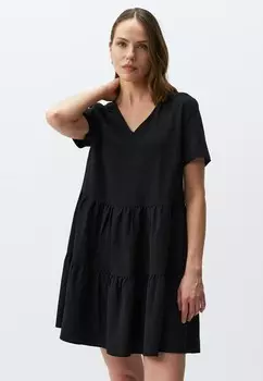 Дневное платье SHORT SLEEVE V-NECK MINI Jimmy Key, черный