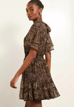 Дневное платье SHORTS SLEEVE REGULAR FIT Lipsy, коричневый