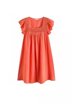 Дневное платье SQUARE NECK FLUTTER SLEEVE REGULAR FIT Next, розовый