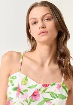 Дневное платье STRAPPY HEART NECK FLORAL MINI Jimmy Key, белый