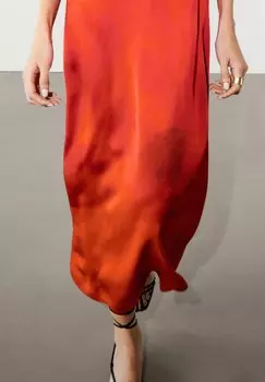 Дневное платье Strappy With Ombr Print Massimo Dutti, красное